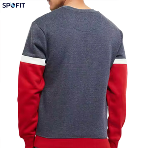Custom Color Block <b>Crewneck</b> <b>Sweatshirt</b> for <b>Men</b> and Women Contrast Panel Fleece Pullover with Long Sleeves Ribbed Cuffs Casual - Product Image 2