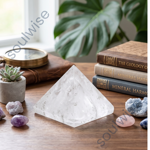 Escultura de Pirámide de Cuarzo Transparente Natural Tallada en Piedra Blanca Semitransparente para Decoración del Hogar y Meditación - Product Image 4