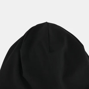 Gorro de Punto Acrílico Negro Unisex, Gorro Casual de Invierno de Color Sólido, Tejido a Máquina, Talla Adulto 56-58CM - Product Image 3
