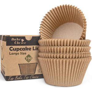 100 Piezas de Papel para Hornear Natural Jumbo, Antiadherente, Sin Blanquear, para Muffins, Cupcakes y Repostería - Product Image 1