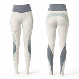 Leggings de Yoga MEGAMAPLE de Cintura Alta y Largo Completo, Estampado Geométrico por Sublimación, Franja Lateral, Spandex, Poliéster, Elásticos en Cuatro Direcciones - Product Image 1
