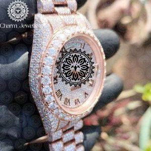 นาฬิกาข้อมือผู้ชายสุดหรู Charm_Jewells สีโรสโกลด์ สแตนเลสสตีล ประดับเพชร ระบบอนาล็อก กลไกจักรกล ขนาด 40 มม. กันน้ำ 10 บาร์ - Product Image 2