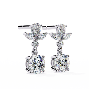 Unique Design Mix Cut Lab Grown Diamond 14K Gold IGI Certified <b>Earring</b> <b>Tops</b> for Gift Party & Anniversary - Product Image 5