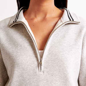 Haut de sport d'hiver personnalisé avec logo OEM, de haute qualité, vierge, coupe oversize, col roulé, en molleton bouclette, avec quart de zip, style streetwear, 100% coton - Product Image 6