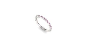 Anillo de Eternidad de Oro de 14 Quilates con Zafiro Rosa Natural Redondo de Lujo para Boda o Fiesta - Product Image 1