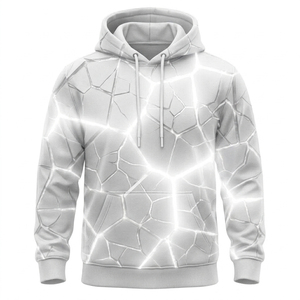 Sweat-shirt à capuche pour homme, blanc, imprimé effet glace craquelée, sublimation, coupe classique, décontracté, pour l'automne - Product Image 1