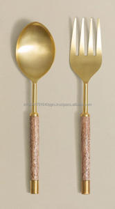 Juego de 2 piezas de Metal y madera para servir, cuchara y tenedor incluye 18/10, accesorios de mesa de comedor para restaurante, Hotel, hogar, comedor - Product Image 4