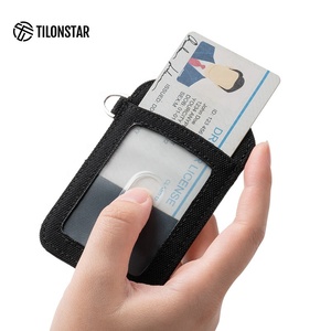 TVW122 Logotipos Personalizados, Carteras de Viaje con Nombre de Tela Delgada, Bloqueo RFID, Funda para Tarjetas de Crédito, Tarjetero de Identificación con Anillo en D, Llavero - Product Image 4