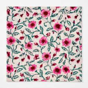 Tissu Popeline Florale 100% Coton 53/54 Pouces Blanc Rouge Bleu Imprimé Botanique Respirant Textile de Maison Tissé Fil Peigné Moyen - Product Image 2