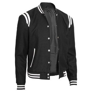 Custom Patch Embroidered <b>Men's</b> Winter Striped <b>Varsity</b> <b>Bomber</b> <b>Jacket</b> - Product Image 4