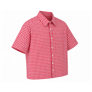 Custom <b>Red</b> Checkered Cuban Collar Short Sleeve Button up <b>Shirts</b> Company - Product Image 2