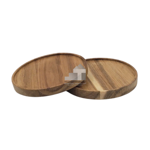 Round Wooden Storage Tray Handmade Minimalist Design for Living Room Tableware Use - Product Image 1