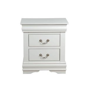 Comodino a 2 cassetti in pino massiccio con finitura bianca - Product Image 1