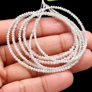 100% Natural White Diamond Rondelle Beads AAA+ Faceted Loose Diamonds Handmade Personalized - Product Image 2