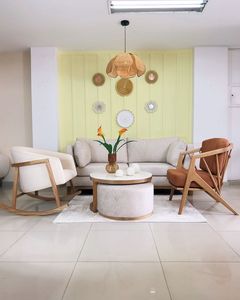 Luxury Teak Wood Sofa <b>Set</b> with Rocking Chair and <b>Marble</b> <b>Coffee</b> <b>Table</b> for Hotel Villa Living Room Furniture - Product Image 1