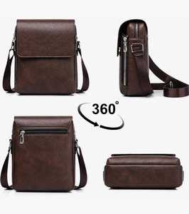 Genuine Leather Cross Body <b>Bag</b> Envelope Shape Buckle Closure Chest/Shoulder Strap Men Vintage Durable <b>Medium</b> <b>Size</b> All Seasons - Product Image 2