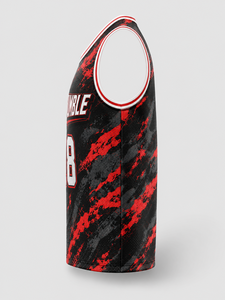 Maillot de basketball Fly Humble pour homme, sans manches, en mesh sublimé, noir et rouge, numéro 18, col rond, coupe classique, ajustable - Product Image 2