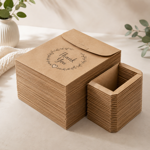 Thank You <b>Biodegradable</b> Kraft <b>Paper</b> Bag Floral Design Twisted Handles Eco-Friendly Gift Packaging Standard Size Classic Style - Product Image 3