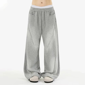 Pantalon de survêtement ample délavé à l'acide pour hommes, avec logo personnalisé, coupe large et poches, style décontracté à jambe droite - Product Image 2