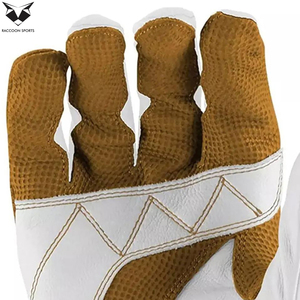 Guantes de Bateo de Béisbol de Cuero para Zurdos de Primera Calidad Raccoon Sports con Cierre de Gancho y Bucle, Logotipo Personalizado, Ligeros y Duraderos - Product Image 2