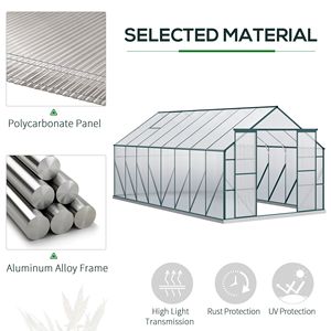 Kit Serra in Alluminio 16FT X 8FT con Tetto Regolabile, Grondaia e Porta Scorrevole per Uso Invernale Interno - Product Image 4