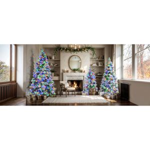 Albero di Natale Artificiale Pre-Illuminato 6 Piedi, Abete Innevato con Pigne, 403 Punte di Rami Miste in PE e PVC - Product Image 3