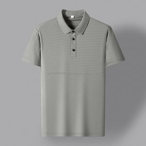 Polo de manga corta informal de negocios para hombre, tela de lona cómoda, patrón sólido, piel fría avanzada - Product Image 5