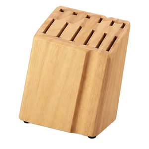 Ensemble de 8 couteaux à manche noir avec triple rivets et bloc de rangement en bois brun clair pour une présentation ordonnée sur le comptoir de cuisine - Product Image 4