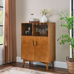 Estante para Botellas de Vino Ajustable de 31.5 Pulgadas, Mueble Rústico para Cocina, Barra de Café, Mueble para Licores, Soporte para Copas de Vino - Product Image 2