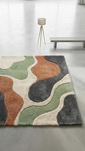 Contemporary Wool Handtufted Carpet Anti Slip Cotton Backing Geometric Pattern <b>Thick</b> Pile Medium Pile Height Commercial Home Use - Product Image 4