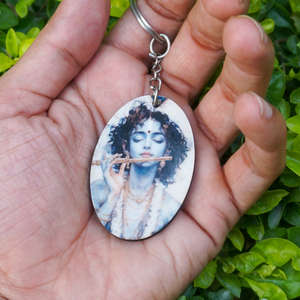 Krishna <b>Keychain</b> Oval Shape DIY Sublimation Plastic Key Chain Custom Design <b>Personalized</b> - Product Image 4