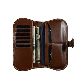 Portefeuille long en cuir véritable marron noyer pour homme, pochette de voyage de luxe pour espèces, porte-cartes, pochette pour smartphone, étui organisateur élégant de qualité supérieure - Product Image 2