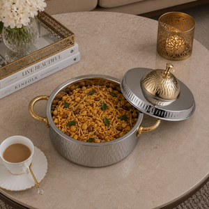 Casserole isotherme à double paroi en acier inoxydable de qualité supérieure avec couvercle doré, bol de service alimentaire pour la cuisine et la salle à manger - Product Image 4