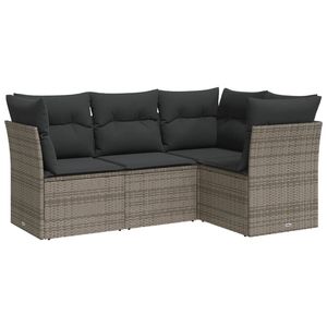 Conjunto de Sofá Modular de Jardín de 4 Piezas en Ratán Sintético Gris - Product Image 2