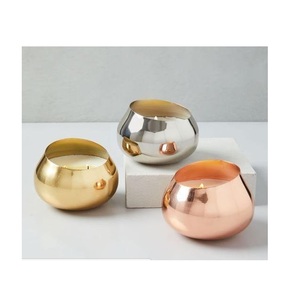 Hammered Votive Shaped Copper <b>Empty</b> Candle Vessel <b>Jar</b> Container - Product Image 3