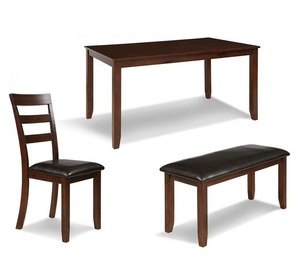 Juego de Comedor de Madera Maciza Tallada de Lujo, 4 Sillas y Banco, Duradero, Fácil de Limpiar, de Alta Calidad, para Restaurantes Comerciales - Product Image 3