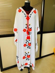 Vestido Largo Kaftan de Playa con Cintura Imperio, Bordado Gótico, Estilo Japonés, Sexy, Ropa de Mujer, Estilo Bohemio, Floral, para Playa, Maxi Vestido - Product Image 3