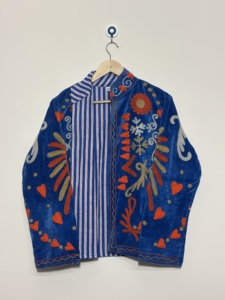 Hand Embroidered Knitted <b>Velvet</b> Suzani <b>Jacket</b> Floral Pattern Autumn/Winter Outerwear <b>Women</b> Vintage Cotton Lining Breathable - Product Image 4