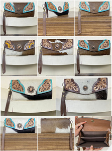 Portefeuille pour femme en cuir véritable fait main grande capacité, pochette de téléphone portable tendance avec poches pour cartes et monnaie, vente en gros - Product Image 3