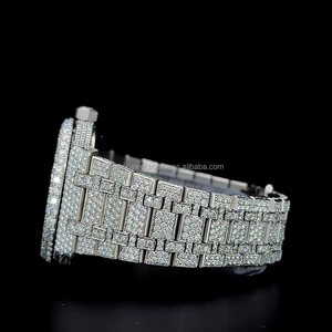 Reloj Hip Hop para hombre de 41 mm con diamantes Moissanite VVS 1 de calidad premium, movimiento automático de cuarzo, esqueleto, en oro blanco. - Product Image 5