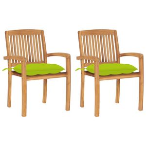 Ensemble de 2 chaises de patio en teck naturel empilables, design standard pour meubles d'extérieur - Product Image 1