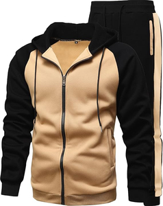 Survêtement à capuche pour homme, bleu et noir, à blocs de couleur, manches longues, fermeture éclair, vêtements de sport décontractés, respirant, coupe régulière, pour adulte, automne - Product Image 2