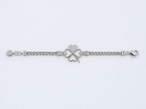 Pulsera de Moda de Oro Real de 14K con Diamantes de Laboratorio, Diseño de Corazón y Trébol de la Suerte, Cadena de Eslabones y Cadena Curb, Regalo Elegante para Mujer - Product Image 5