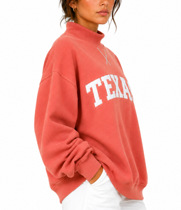 Sudadera Casual Oversize de Mujer con Cuello Simulado, Aplicación de Logotipo Frontal de Texas y Hombros Caídos, Manga Larga, Venta al por Mayor en Texas - Product Image 3