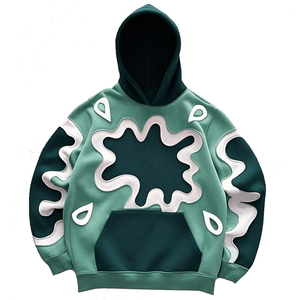 Sudadera con Capucha Oversize con Apliques de Ondas Abstractas, Estilo Streetwear Unisex, Bloques de Color, Multicolor, Venta al por Mayor, OEM, Logotipo Personalizado - Product Image 6