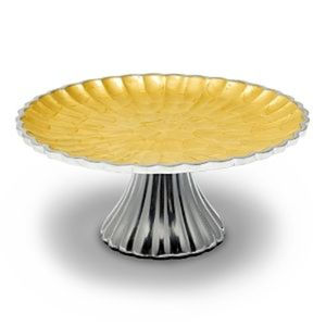 Présentoir à dessert élégant en métal argenté poli, support à gâteau rond en acier inoxydable de qualité créative pour mariages et événements - Product Image 2