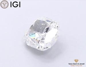 เพชรทรงสี่เหลี่ยมคุชชั่น 2.00 กะรัต สี D ความสะอาด VS1 ผลิตด้วยวิธี CVD พร้อมใบรับรอง IGI เหมาะสำหรับแหวนดีไซน์พิเศษ - Product Image 3