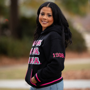 Custom Black <b>Pink</b> <b>Hoodie</b> Sweatshirt Long Sleeve Pullover Fleece Graphic Top Womens Casual Streetwear 1908 Design Fashion Apparel - Product Image 1