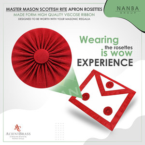 <b>Red</b> Masonic Rosette Crafted from Pleated <b>Ribbon</b> with a Matching <b>Red</b> Button - Product Image 4