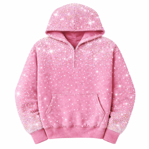 Sweat à capuche d'hiver noir personnalisé avec strass sur toute la surface, streetwear de luxe en cristal pour hommes et femmes, polyester/coton - Product Image 5